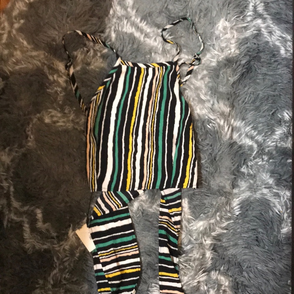 Tie back striped shirt